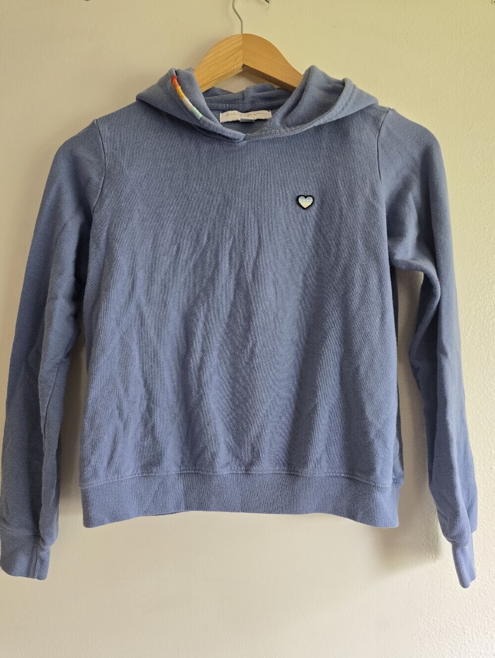 Spiritual Gangster,Radiate Love Hooded Sweatshirt with Heart Patch,Blue,Size 12
